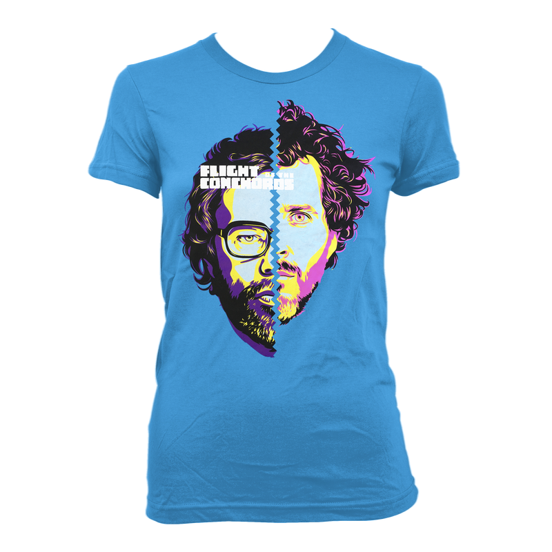 Flight of the Conchords Split Face - girls T-Shirt- Bingo Merch Official Merchandise Shop Official